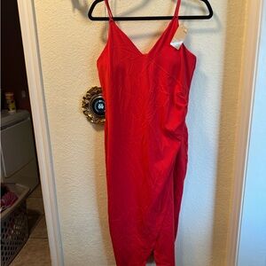 Popilush Red Dress with Spaghetti Straps & Built-in Shapewear